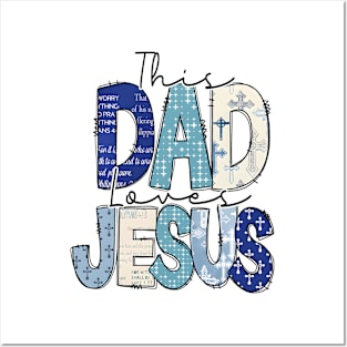 This Dad loves Jesus, Retro Dad, Christian Dad, Dad Doodles, Christian Cross Posters and Art